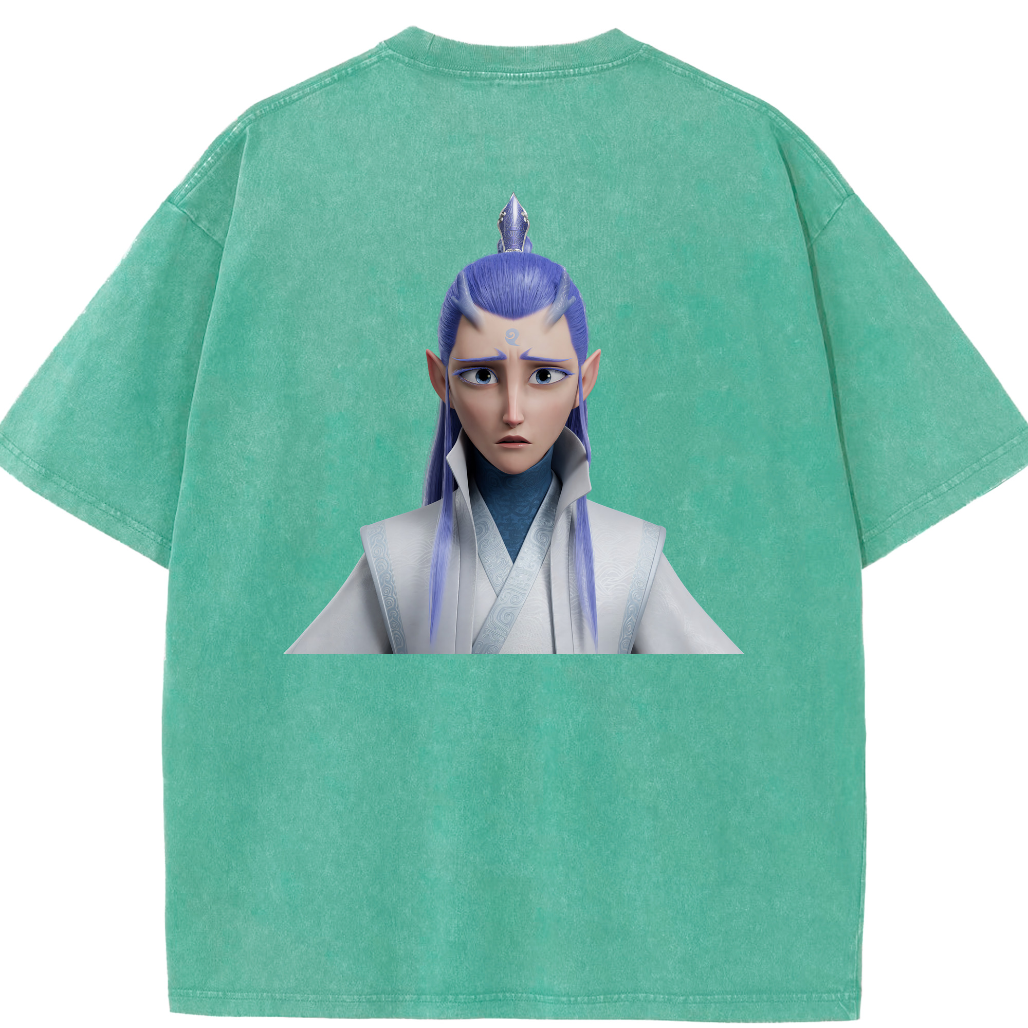 （画像用） Ne Zha 2 ナタ 魔童の大暴れ 綿100% ヴィンテージ風 半袖Tシャツ（背面プリント）